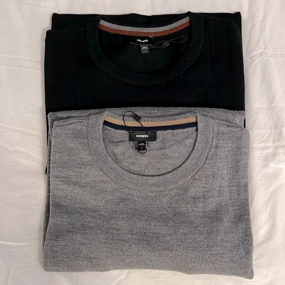 Set of 2 Express NWOT Men’s Merino Wool Crewneck Sweaters